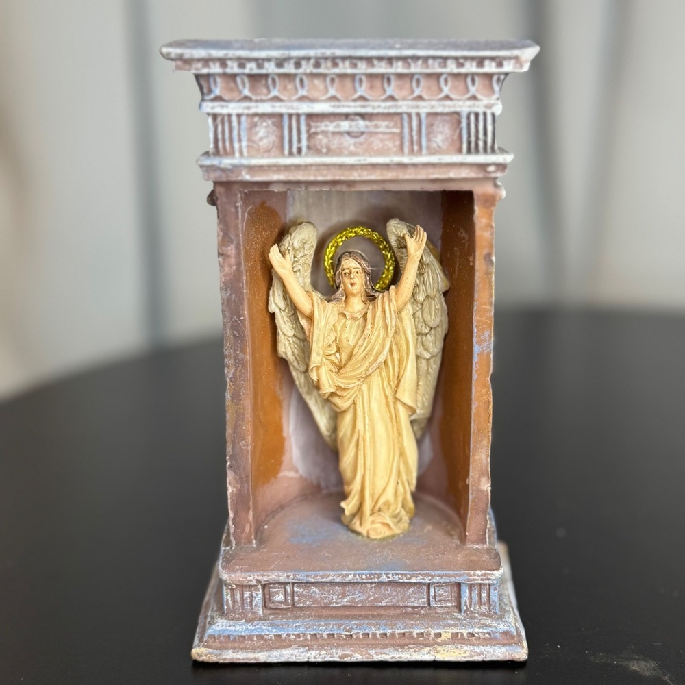 Angel Statue Figurine Religious Decor Gold Halo Home Accent 4 Inches‎